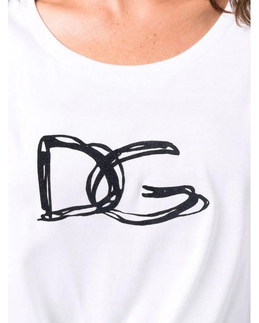 Dolce & Gabbana White Logo-Print Vest Top