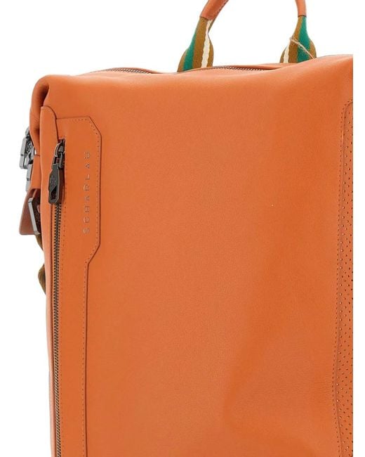 Scharlau Orange Ronja Leather Backpack for men