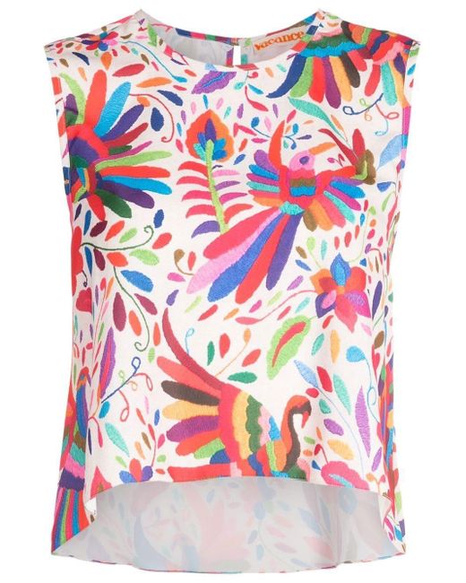 Olympiah Red Abstract-print Sleeveless Blouse