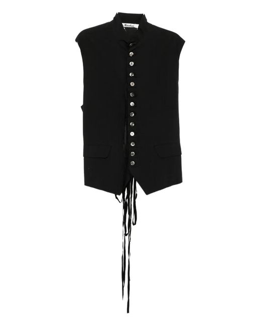 Midorikawa Black Strapped Waistcoat for men