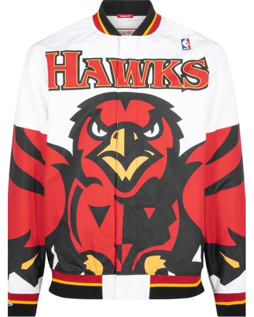 Mitchell & Ness Red Atlanta Hawks 1995/96 Authentic Warm-Up Jacket for men