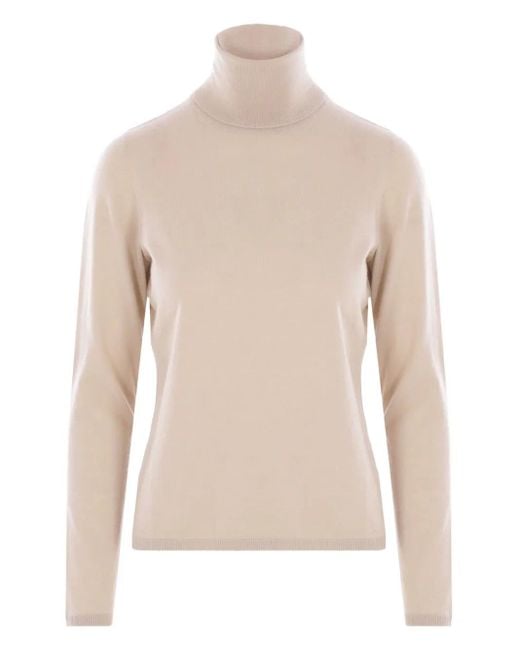 Max Mara White Turtleneck Ribbed-Trim Sweater