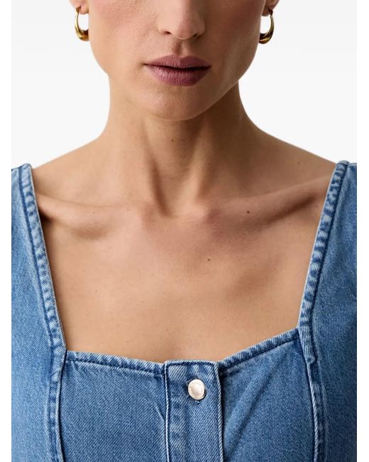 Morgan Blue Button-Front Midi Dress