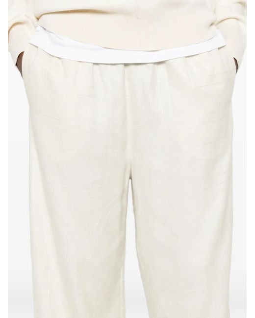 Totême  White Monogram-Pattern Trousers