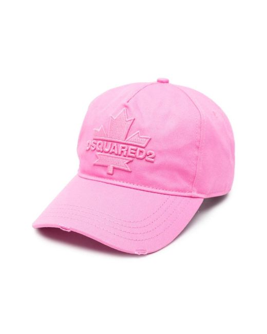 DSquared² Pink Logo-embroidered Cotton Hat