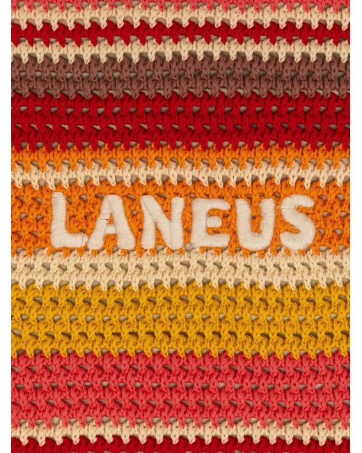 Laneus Orange Striped-Pattern Shoulder Bag