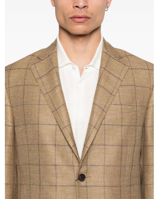 Corneliani Natural Checked Button Jacket for men