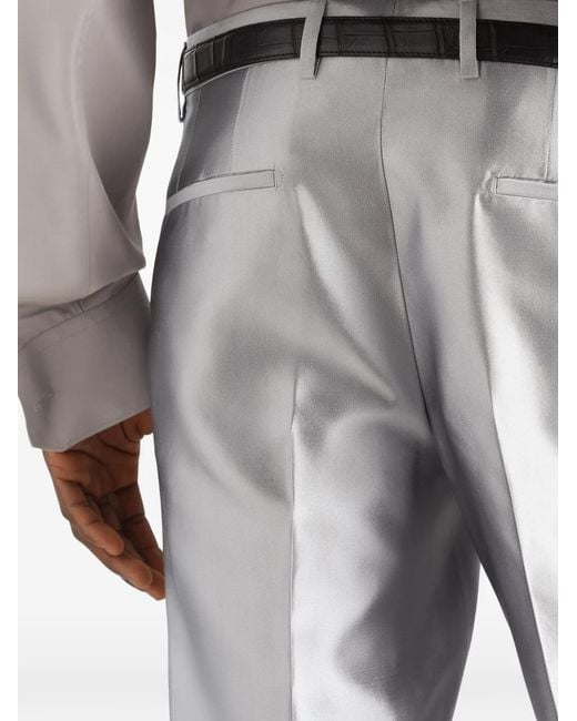 Dolce & Gabbana Gray Silk Shantung Trousers for men