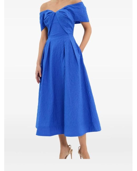 Rebecca Vallance Blue Schulterfreies Viola Midikleid