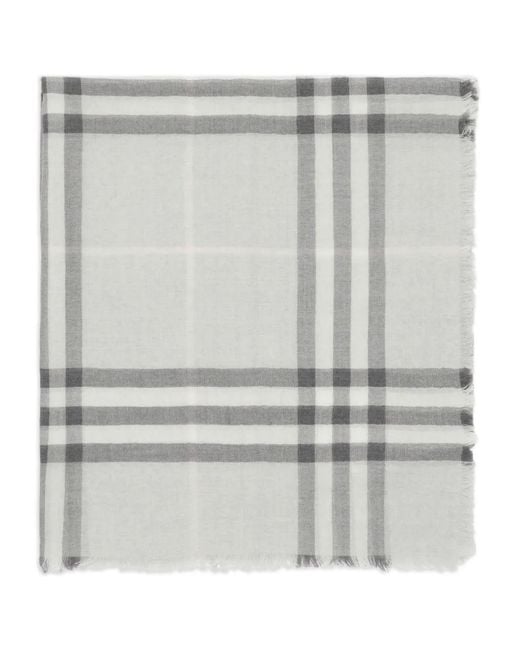 Burberry Gray Check-Print Wool Scarf