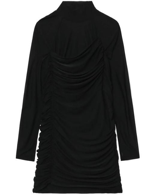 Helmut Lang Black Ruched Long-Sleeve Minidress