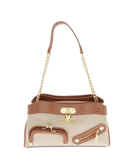 Love Moschino White Crocodile-Effect Tote Bag