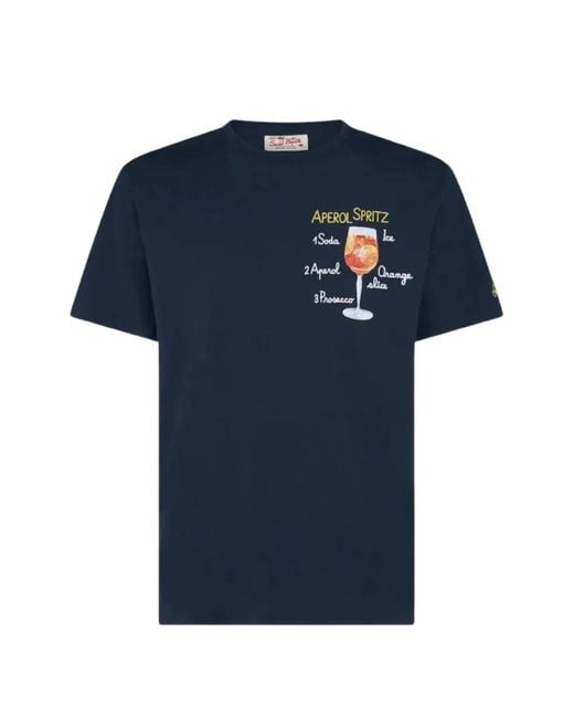 Mc2 Saint Barth Blue Aperol Spritz-Print T-Shirt for men