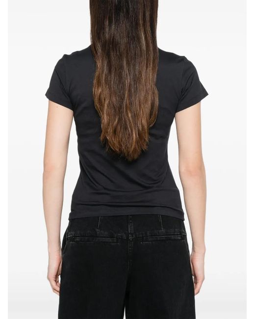 Ganni Black Logo Cotton T-Shirt