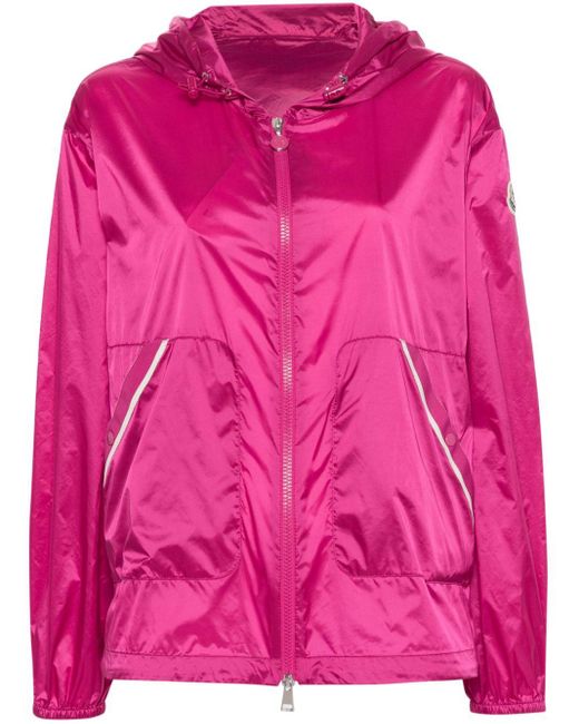 Moncler Pink Logo-appliqué Hooded Jacket