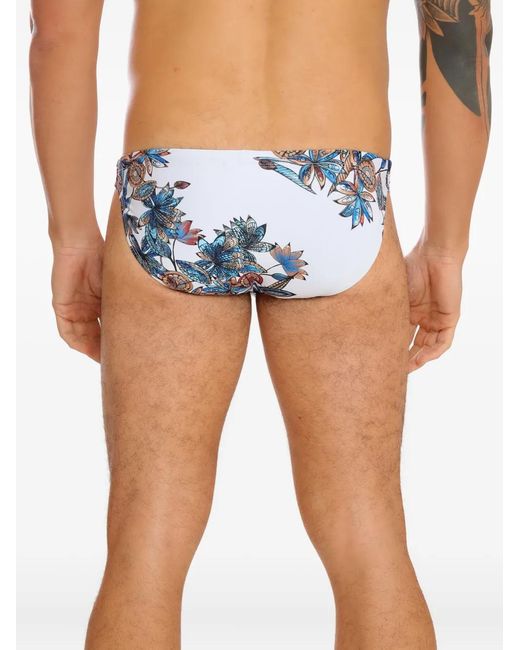 Amir Slama Blue Floral-Print Swim Trunks for men