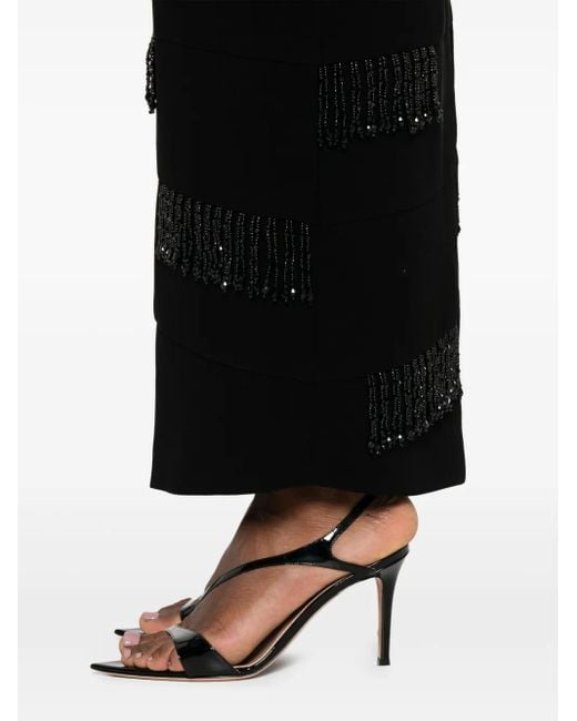 Jean Louis Sabaji Black Beaded Strapless Dress