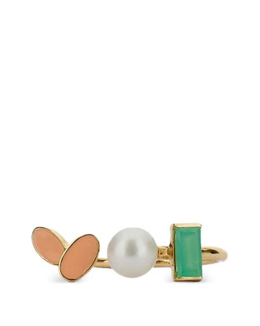 Aliita Green Citrine Pearl-Embellished Ring