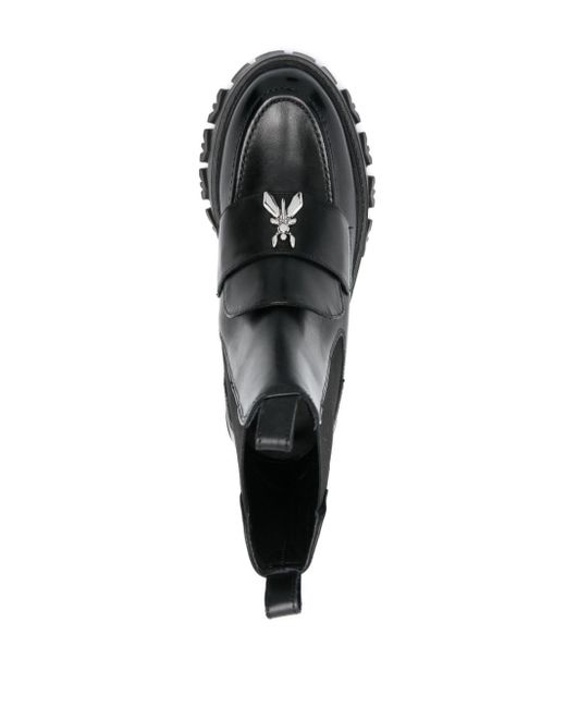 Patrizia Pepe Black Logo-plaque Leather Boots
