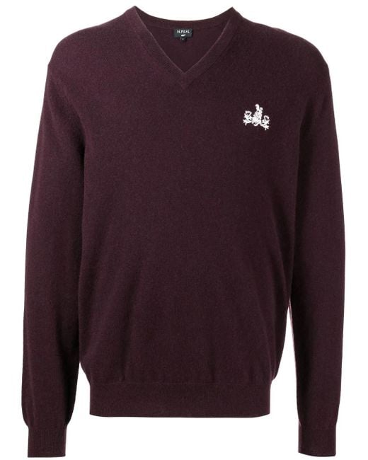 N.Peal Cashmere Blue Chest Logo-Print Knit Jumper for men