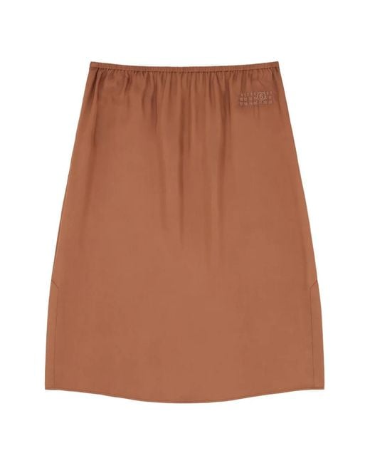 MM6 by Maison Margiela Brown Satin Midi Skirt