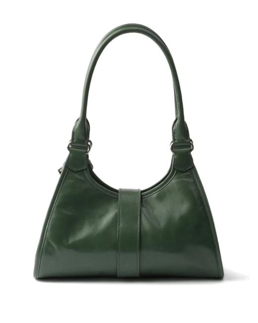 Prada Green Small Push-Lock Leather Tote Bag