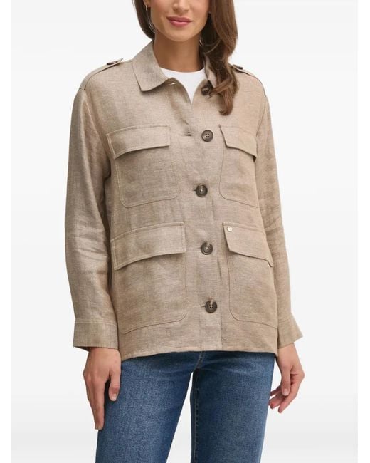 Mos Mosh Natural Buttoned Flap-Pocket Jacket