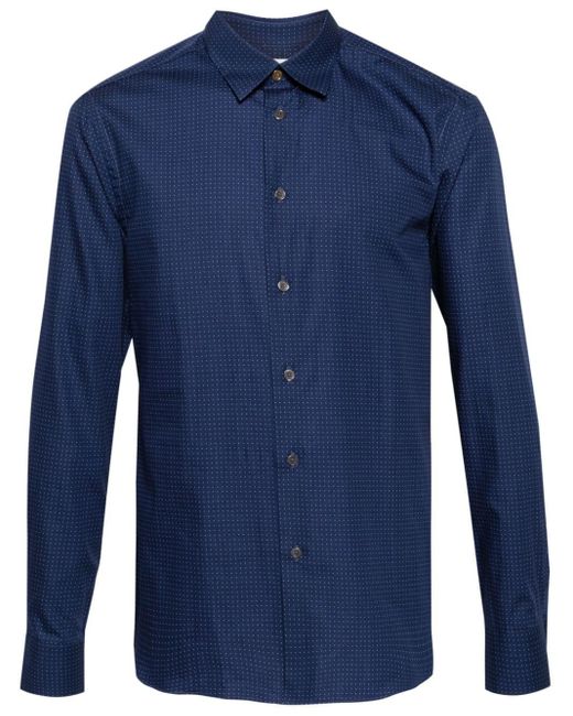 Paul Smith Blue Polka Dot Cotton Shirt for men
