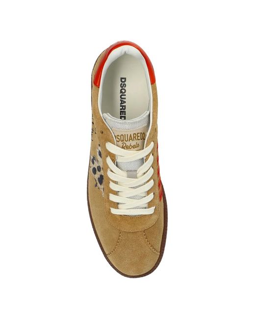 DSquared² Brown Leaf-Appliqué Lace-Up Sneakers