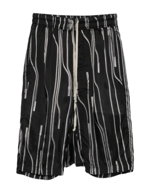 メンズ Rick Owens Rick's Pods ストライプ ショートパンツ Black