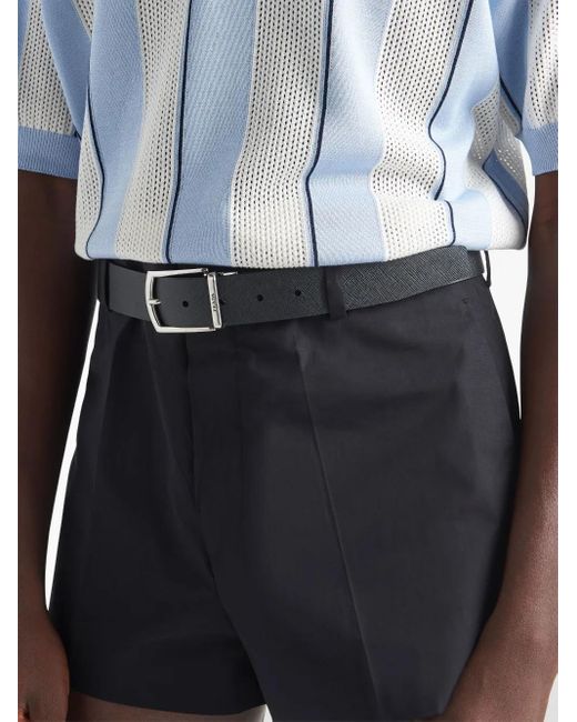 Prada Black Leather Reversible Belt for men