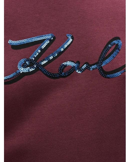 Karl Lagerfeld Red Sequin-Embellished Sweatshirt