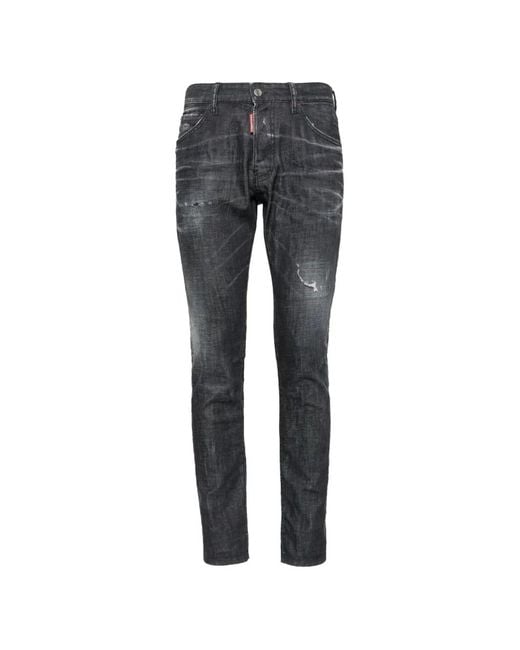 DSquared² Gray Cool Guy Whiskered-Design Jeans for men