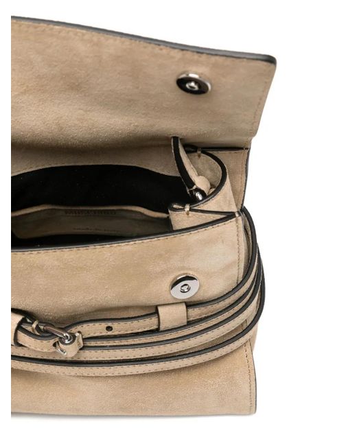 Moschino Natural Kleine Tie Me Tote Bag aus Wildleder mit Klappe