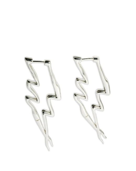 Yoj White X Potoska Lightning Hoops Earrings