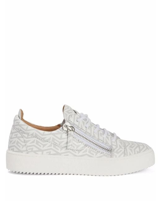 Giuseppe Zanotti White Frankie Monogram Low-Top Sneakers for men