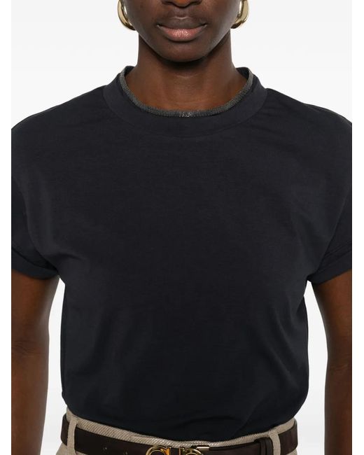 Brunello Cucinelli Black High-Neck T-Shirt