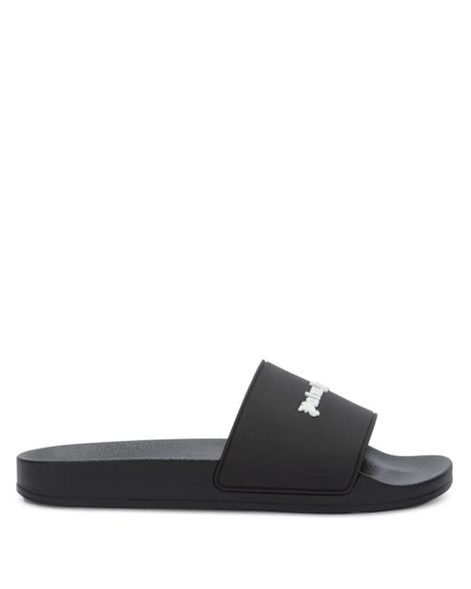 Palm Angels Black Logo Pool Sliders for men