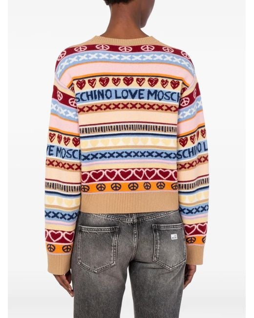 Love Moschino White Inlaid Wool Sweater