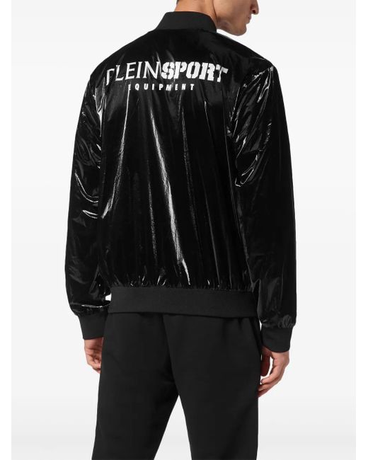 Philipp Plein Black Crease Bomber Jacket for men