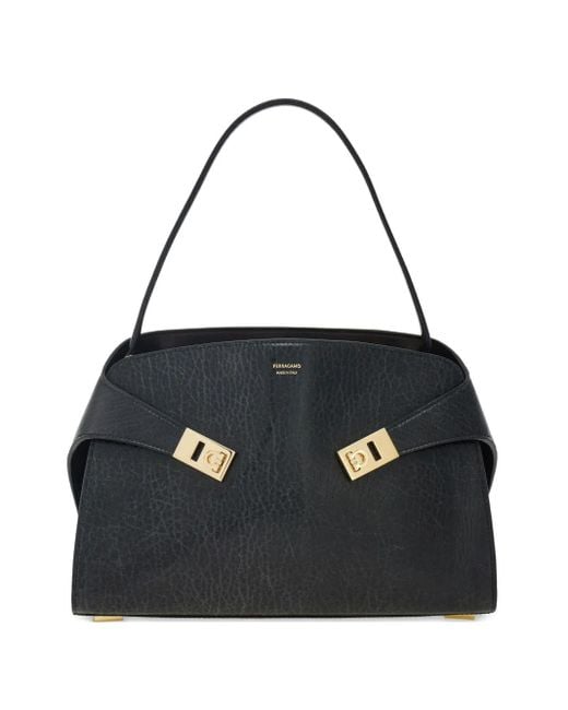 Ferragamo Hug レザーショルダーバッグ M Black