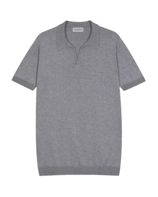 John Smedley Gray V-Neck Cotton T-Shirt for men