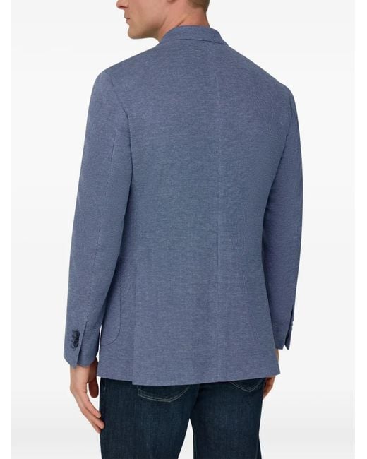 Boggi Blue Pinpoint Single-Breasted Jacket for men