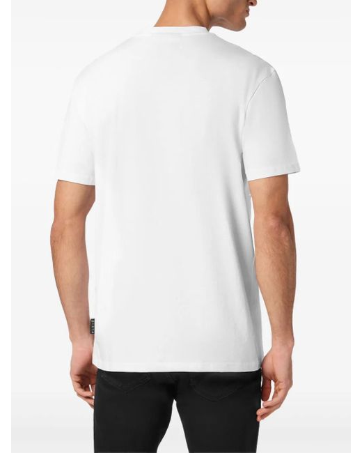 Camiseta con cuello redondo y estampado Skull Philipp Plein de hombre de color White