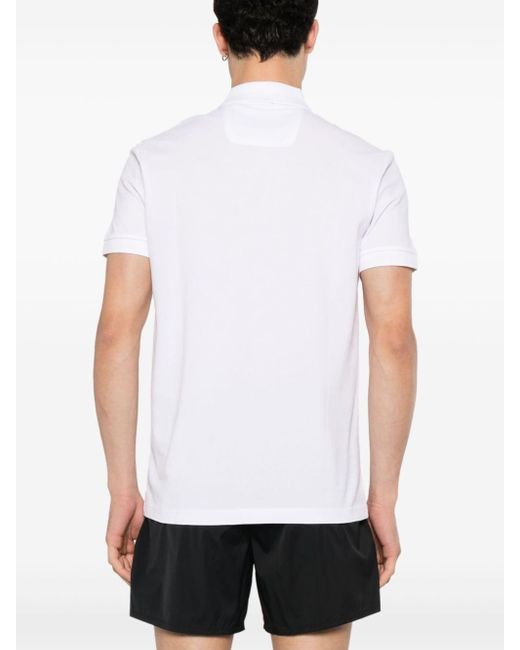 Boss White Logo Print Cotton Polo Shirt for men