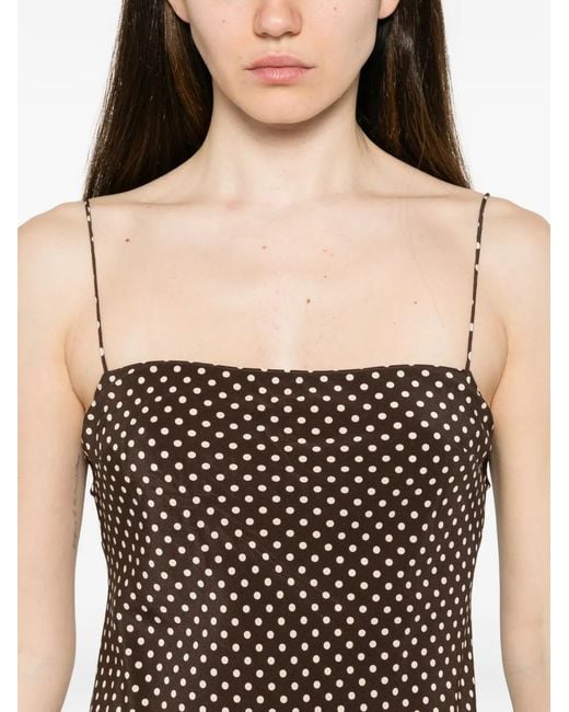 Matteau Brown Polka-Dot Square-Neck Dress