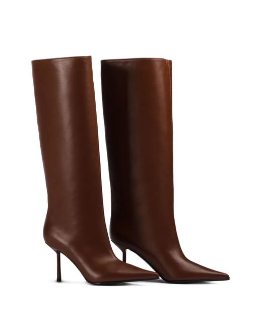 Le Silla Brown 80Mm Pointed-Toe Knee-High Boots