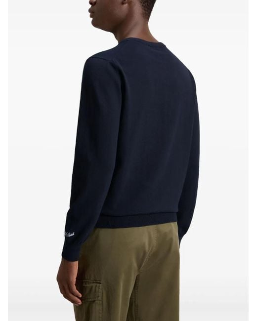 Woolrich Blue Logo-Embroidered Sweatshirt for men