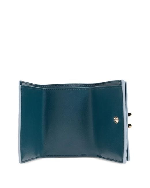 Furla Blue Logo-Plaque Leather Wallet