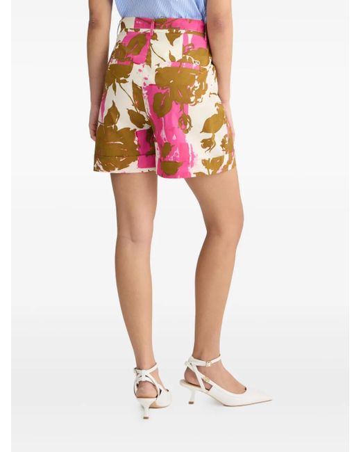 Liu Jo Red Floral-Print Poplin Shorts